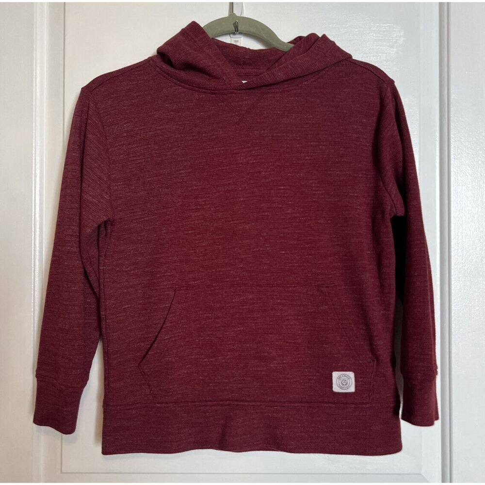 GAP KIDS Boys Youth Maroon Waffle Knit Textured Hoodie Pullover Sweatshirt M 8-9